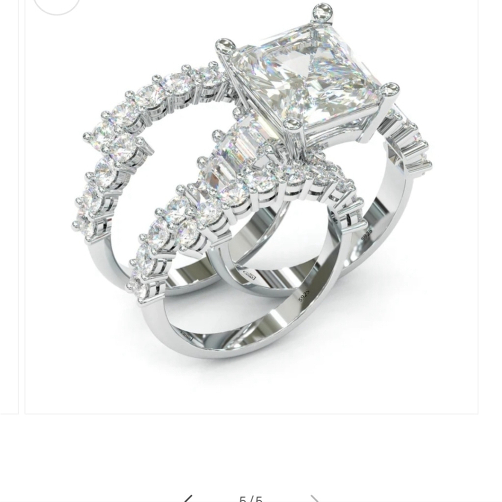 New Jorrio 925 Silver and CZ Wedding Set Size 7.5 - Picture 3 of 6